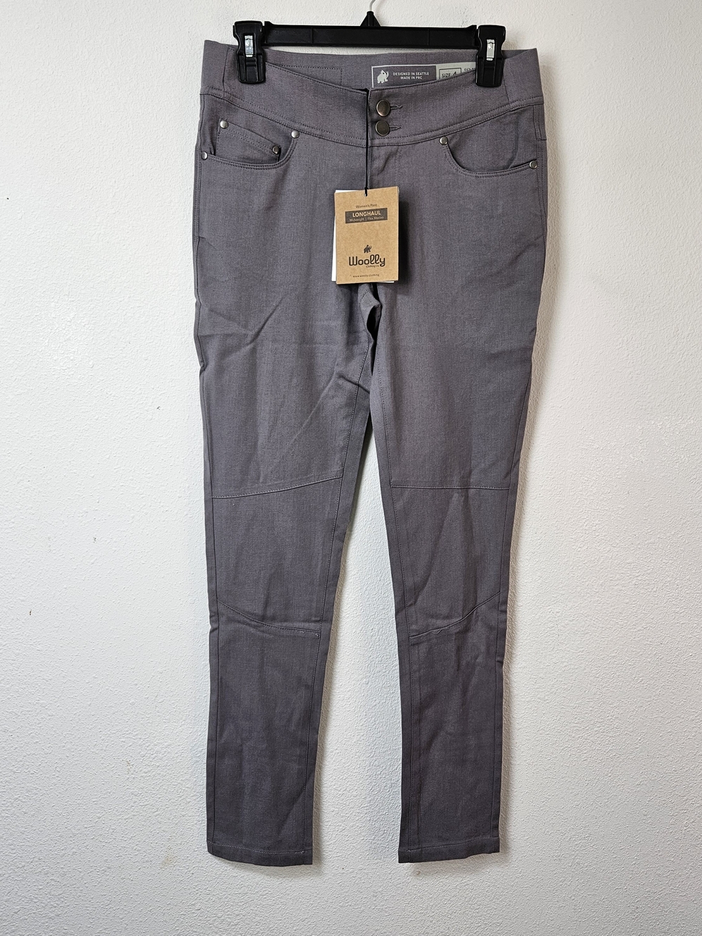 Woolly Seattle Longhaul Light Merino Wool Blend Pants Size 4 New Gray